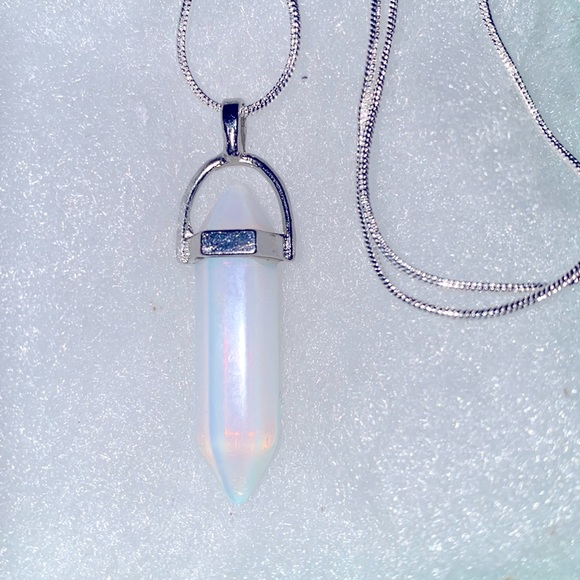 Natural Opal Tear Drop Sterling Silver 24” Necklace - Picture 4 of 7